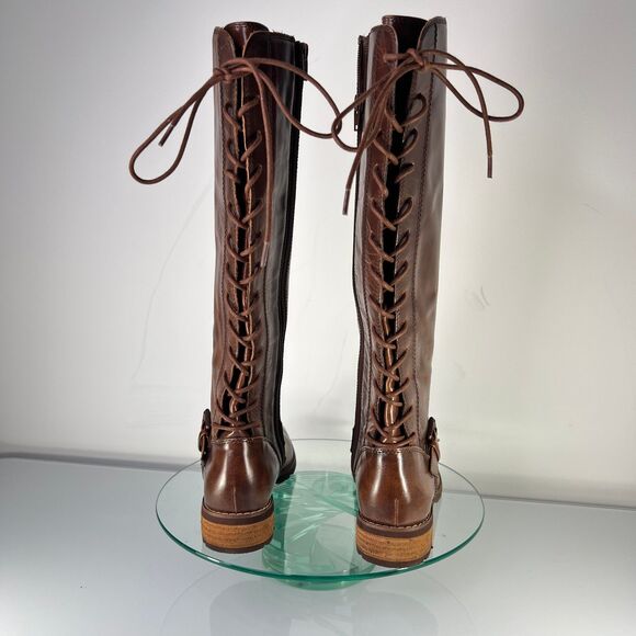 Sofft Kristie Lace up Knee High Leather Boot M Brown round toe - Picture 7 of 11